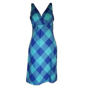 Isaac Mizrahi for Target Dress Womens Size 6 Blue Plaid V Neck Sleeveless Zip‎
